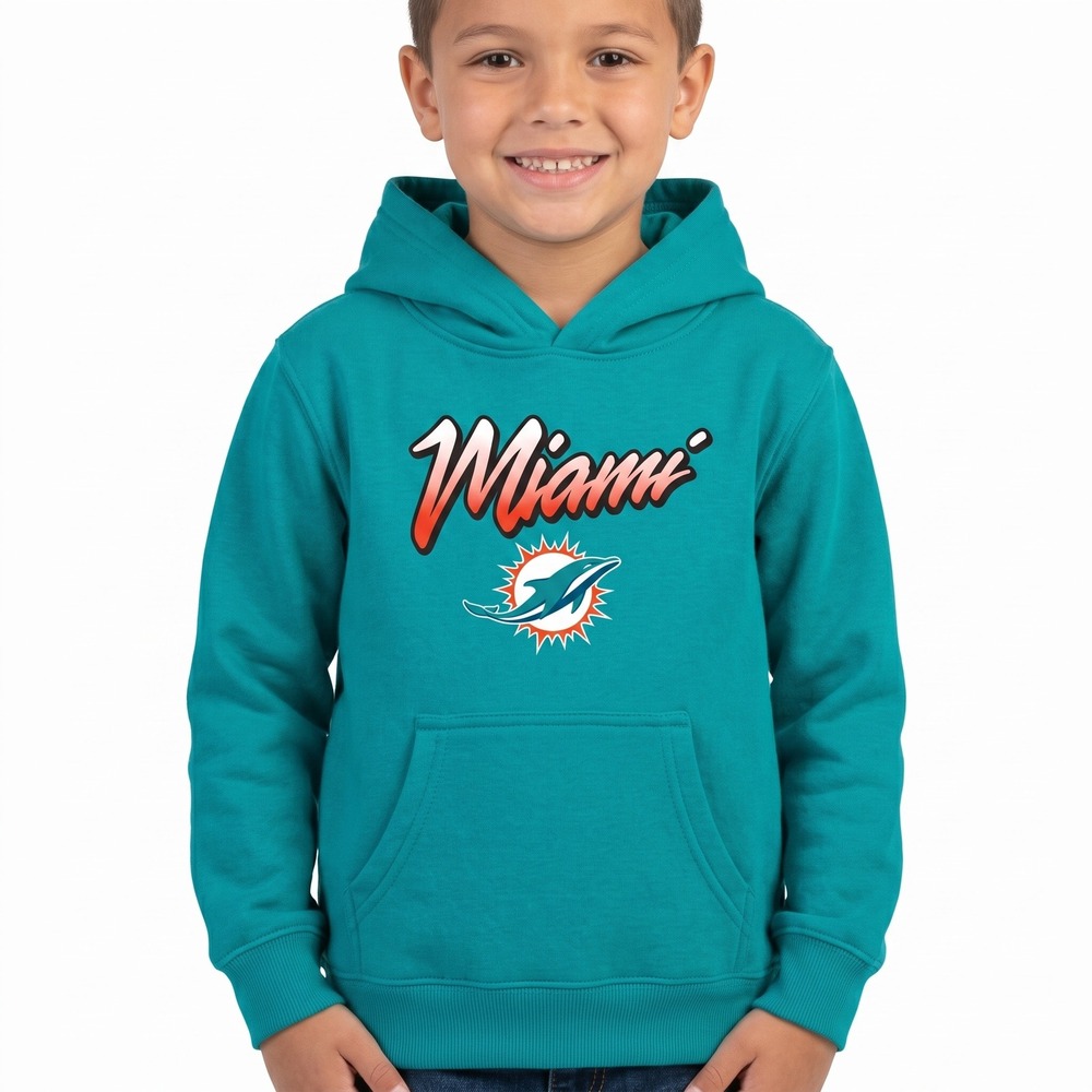 Outerstuff NFL Miami‎ Dolphins Youth Pullover Hoodie Teal Size 5/6 Medium NWT
